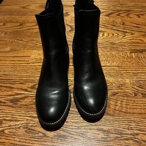 Soludos Black Leather Ankle Boots